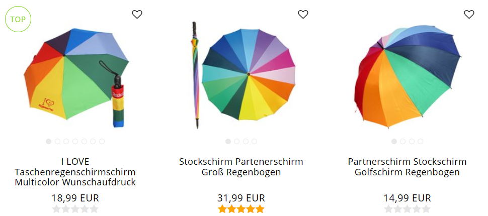 Regenbogenregenschirm bei Regenschirmkontor.de